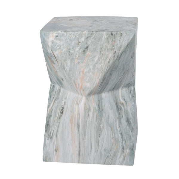 English Elm 18.5H Geometric MGO Accent Table Sculptural Hourglass Design for Indoor Outdoor Living Green Marble N765P415936N