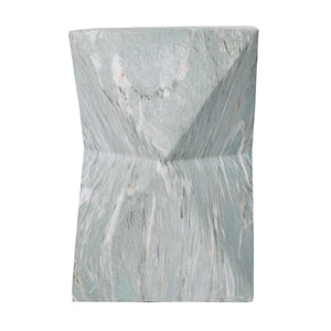 English Elm 18.5H Geometric MGO Accent Table Sculptural Hourglass Design for Indoor Outdoor Living Green Marble N765P415936N