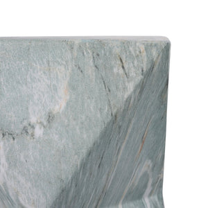 English Elm 18.5H Geometric MGO Accent Table Sculptural Hourglass Design for Indoor Outdoor Living Green Marble N765P415936N