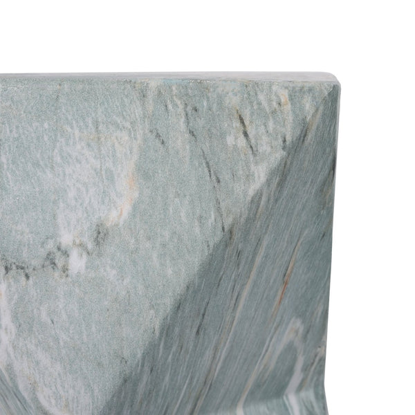 English Elm 18.5H Geometric MGO Accent Table Sculptural Hourglass Design for Indoor Outdoor Living Green Marble N765P415936N