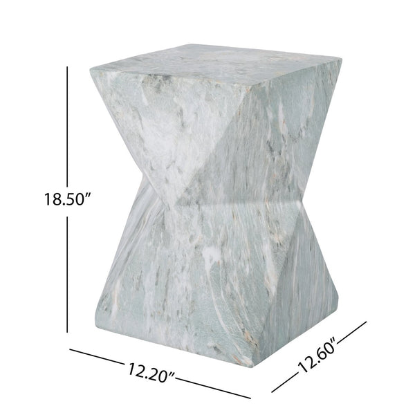 English Elm 18.5H Geometric MGO Accent Table Sculptural Hourglass Design for Indoor Outdoor Living Green Marble N765P415936N