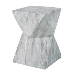 English Elm 18.5H Geometric MGO Accent Table Sculptural Hourglass Design for Indoor Outdoor Living Green Marble N765P415936N