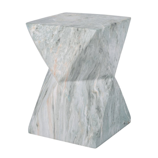 English Elm 18.5H Geometric MGO Accent Table Sculptural Hourglass Design for Indoor Outdoor Living Green Marble N765P415936N