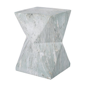 English Elm 18.5H Geometric MGO Accent Table Sculptural Hourglass Design for Indoor Outdoor Living Green Marble N765P415936N