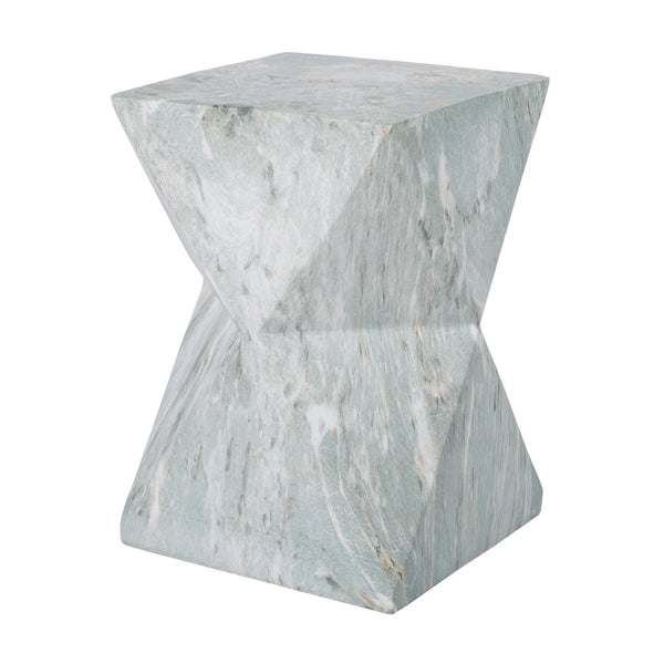 English Elm 18.5H Geometric MGO Accent Table Sculptural Hourglass Design for Indoor Outdoor Living Green Marble N765P415936N