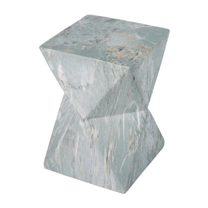 English Elm 18.5H Geometric MGO Accent Table Sculptural Hourglass Design for Indoor Outdoor Living Green Marble N765P415936N
