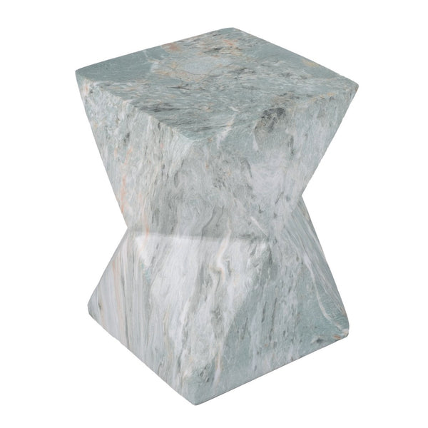 English Elm 18.5H Geometric MGO Accent Table Sculptural Hourglass Design for Indoor Outdoor Living Green Marble N765P415936N