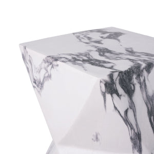 English Elm 18.5H Geometric MGO Accent Table Sculptural Hourglass Design for Indoor Outdoor Living Faux Marble N765P415936W