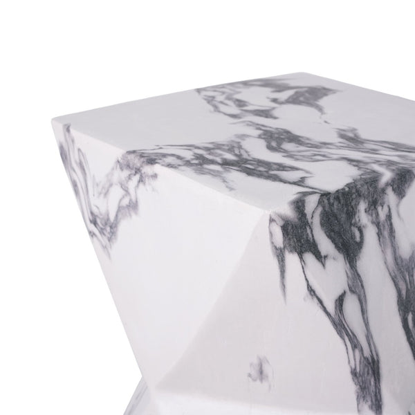 English Elm 18.5H Geometric MGO Accent Table Sculptural Hourglass Design for Indoor Outdoor Living Faux Marble N765P415936W