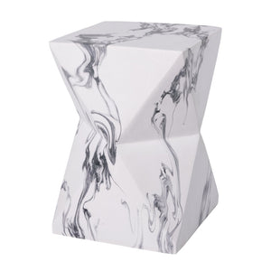English Elm 18.5H Geometric MGO Accent Table Sculptural Hourglass Design for Indoor Outdoor Living Faux Marble N765P415936W