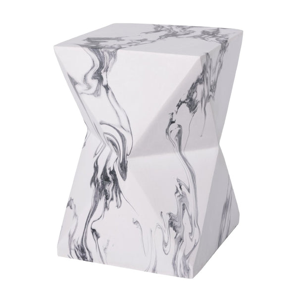 English Elm 18.5H Geometric MGO Accent Table Sculptural Hourglass Design for Indoor Outdoor Living Faux Marble N765P415936W