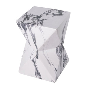 English Elm 18.5H Geometric MGO Accent Table Sculptural Hourglass Design for Indoor Outdoor Living Faux Marble N765P415936W
