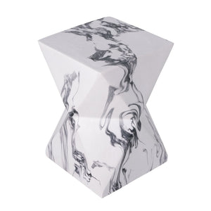 English Elm 18.5H Geometric MGO Accent Table Sculptural Hourglass Design for Indoor Outdoor Living Faux Marble N765P415936W