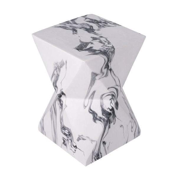 English Elm 18.5H Geometric MGO Accent Table Sculptural Hourglass Design for Indoor Outdoor Living Faux Marble N765P415936W