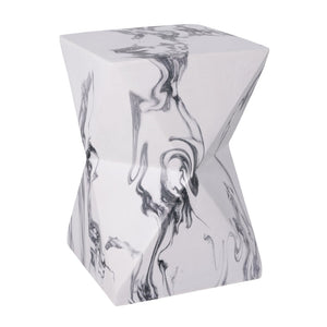 English Elm 18.5H Geometric MGO Accent Table Sculptural Hourglass Design for Indoor Outdoor Living Faux Marble N765P415936W