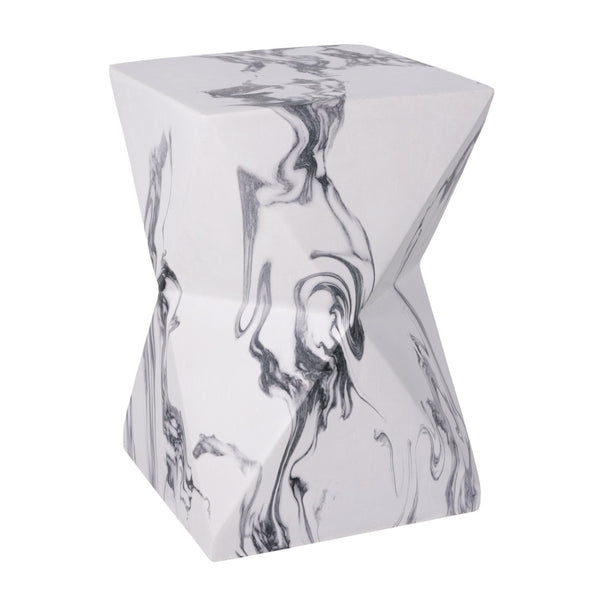 English Elm 18.5H Geometric MGO Accent Table Sculptural Hourglass Design for Indoor Outdoor Living Faux Marble N765P415936W