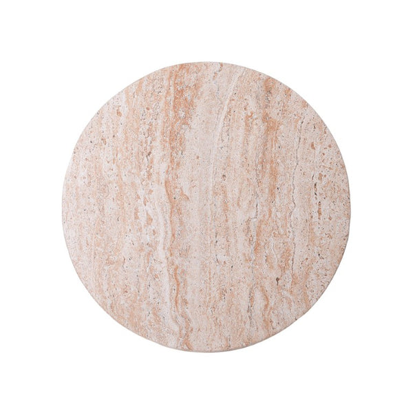 English Elm 19.29H Modern Round MGO Side Table Faux Marble Finish Cutout Sculptural Outdoor Indoor White Marble 14.96 x 14.96 x 19.29 inches N765P415942B