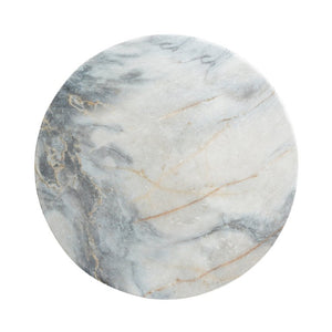 English Elm 19.29H Modern Round MGO Side Table Faux Marble Finish Cutout Sculptural Outdoor Indoor Blue Marble 14.96 x 14.96 x 19.29 inches N765P415942L
