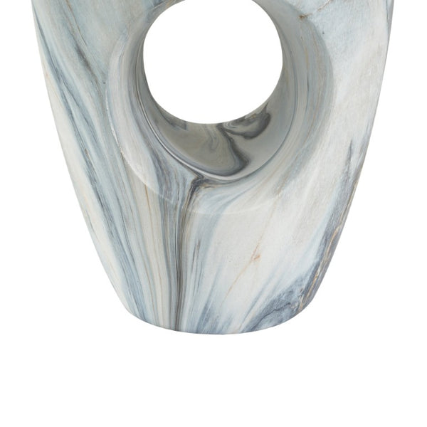 English Elm 19.29H Modern Round MGO Side Table Faux Marble Finish Cutout Sculptural Outdoor Indoor Blue Marble 14.96 x 14.96 x 19.29 inches N765P415942L
