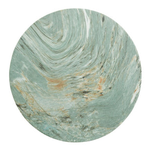 English Elm 19.29H Modern Round MGO Side Table Faux Marble Finish Cutout Sculptural Outdoor Indoor Green Marble 14.96 x 14.96 x 19.29 inches N765P415942N