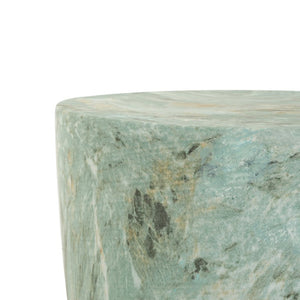 English Elm 19.29H Modern Round MGO Side Table Faux Marble Finish Cutout Sculptural Outdoor Indoor Green Marble 14.96 x 14.96 x 19.29 inches N765P415942N