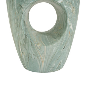 English Elm 19.29H Modern Round MGO Side Table Faux Marble Finish Cutout Sculptural Outdoor Indoor Green Marble 14.96 x 14.96 x 19.29 inches N765P415942N