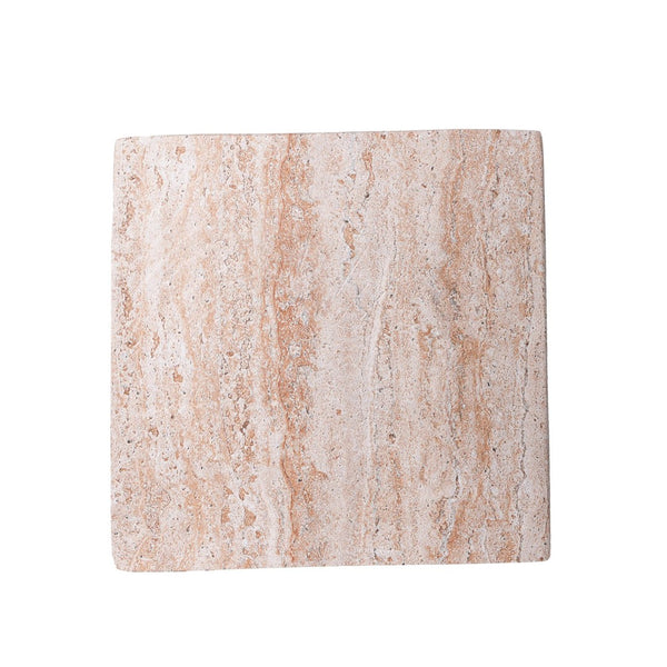 English Elm 18.5H Sculptural Fluted MGO Side Table Faux Stone Finish for Patio or Living Room Beige Marble N765P416051B