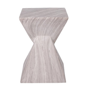 English Elm 18.5H Sculptural Fluted MGO Side Table Faux Stone Finish for Patio or Living Room Gray Marble N765P416051G