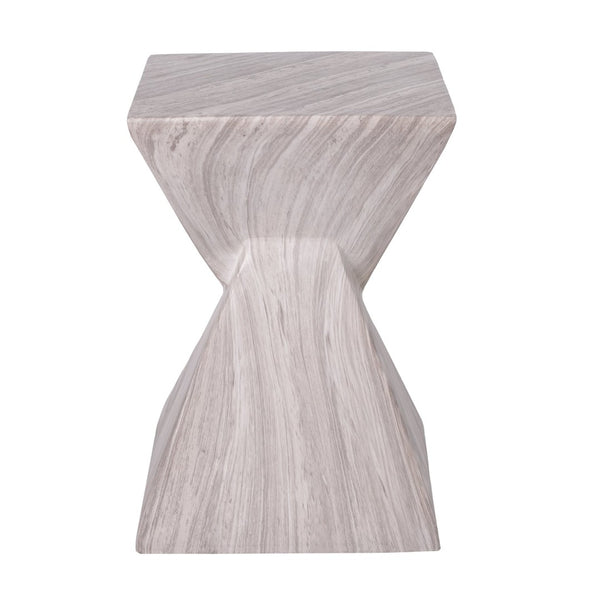 English Elm 18.5H Sculptural Fluted MGO Side Table Faux Stone Finish for Patio or Living Room Gray Marble N765P416051G