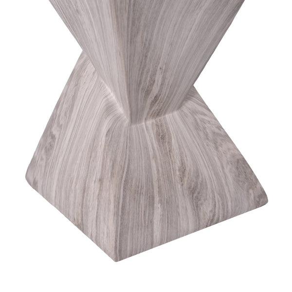 English Elm 18.5H Sculptural Fluted MGO Side Table Faux Stone Finish for Patio or Living Room Gray Marble N765P416051G