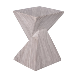 English Elm 18.5H Sculptural Fluted MGO Side Table Faux Stone Finish for Patio or Living Room Gray Marble N765P416051G