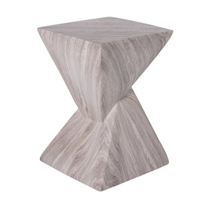 English Elm 18.5H Sculptural Fluted MGO Side Table Faux Stone Finish for Patio or Living Room Gray Marble N765P416051G