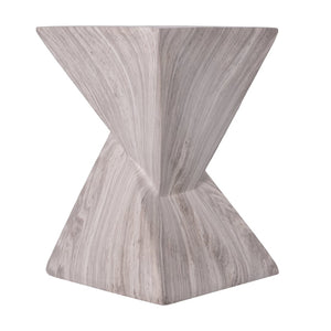 English Elm 18.5H Sculptural Fluted MGO Side Table Faux Stone Finish for Patio or Living Room Gray Marble N765P416051G