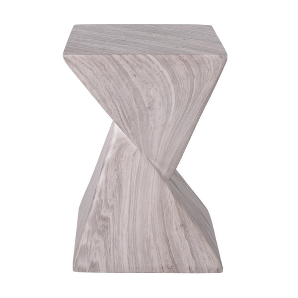 English Elm 18.5H Sculptural Fluted MGO Side Table Faux Stone Finish for Patio or Living Room Gray Marble N765P416051G