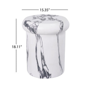 English Elm 18.11H MGO Sculptural Pedestal Table Faux Stone Finish Indoor Outdoor Round End Stool N765P416071W