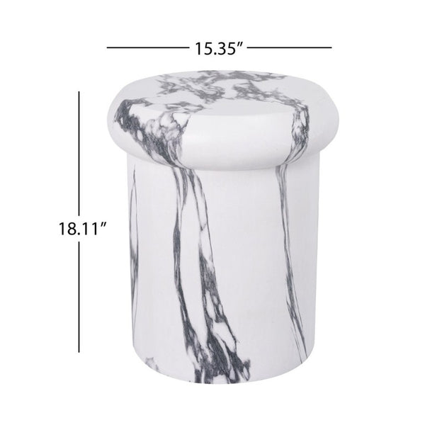 English Elm 18.11H MGO Sculptural Pedestal Table Faux Stone Finish Indoor Outdoor Round End Stool N765P416071W