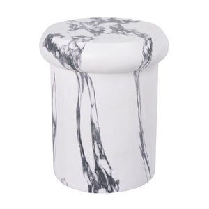 English Elm 18.11H MGO Sculptural Pedestal Table Faux Stone Finish Indoor Outdoor Round End Stool N765P416071W