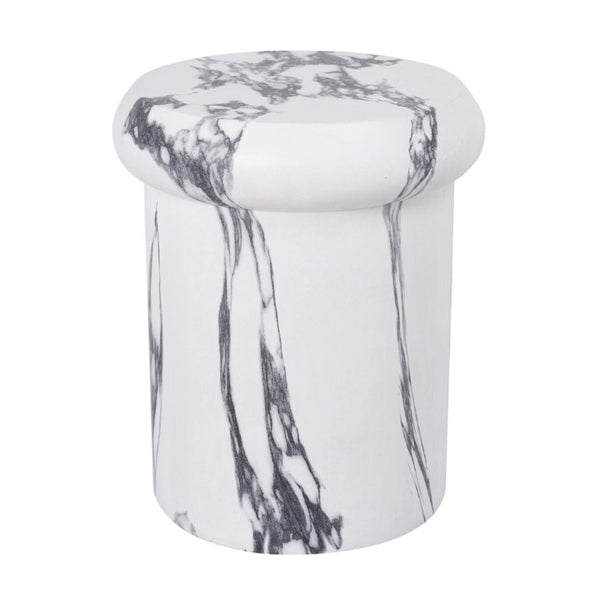 English Elm 18.11H MGO Sculptural Pedestal Table Faux Stone Finish Indoor Outdoor Round End Stool N765P416071W