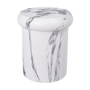 English Elm 18.11H MGO Sculptural Pedestal Table Faux Stone Finish Indoor Outdoor Round End Stool N765P416071W