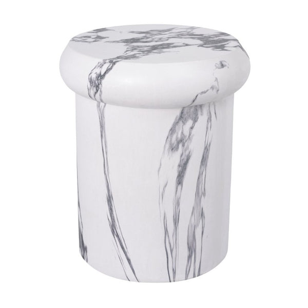 English Elm 18.11H MGO Sculptural Pedestal Table Faux Stone Finish Indoor Outdoor Round End Stool N765P416071W