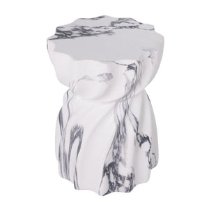English Elm 19.29H Fluted Hourglass Faux Marble Outdoor Accent Table MGO Patio Poolside Decor N765P416080W