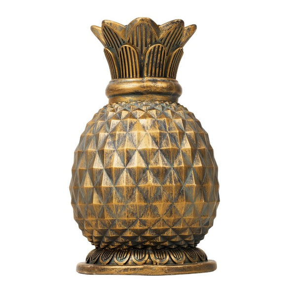 English Elm 23.62 Inch Pineapple Sculptural Side Table Tempered Glass Top Indoor Outdoor Accent N765P449527Y