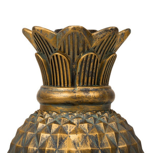English Elm 23.62 Inch Pineapple Sculptural Side Table Tempered Glass Top Indoor Outdoor Accent N765P449527Y