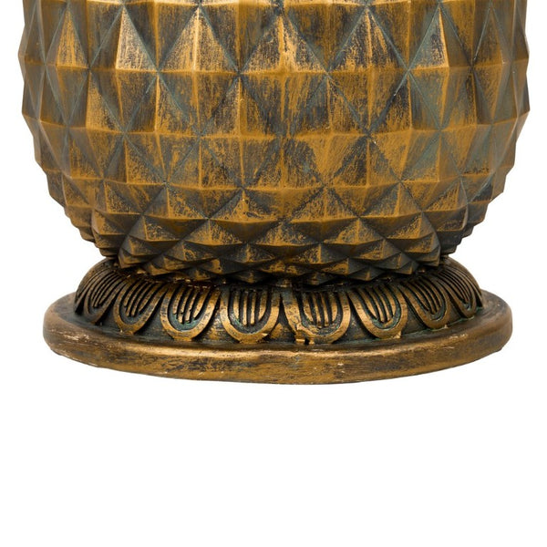 English Elm 23.62 Inch Pineapple Sculptural Side Table Tempered Glass Top Indoor Outdoor Accent N765P449527Y