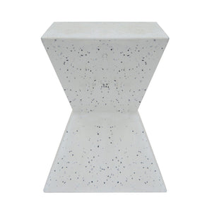 English Elm 14.75" Concrete Outdoor Side Table Hourglass Terrazzo Artisan Sculpted Patio Accent N767P192084W