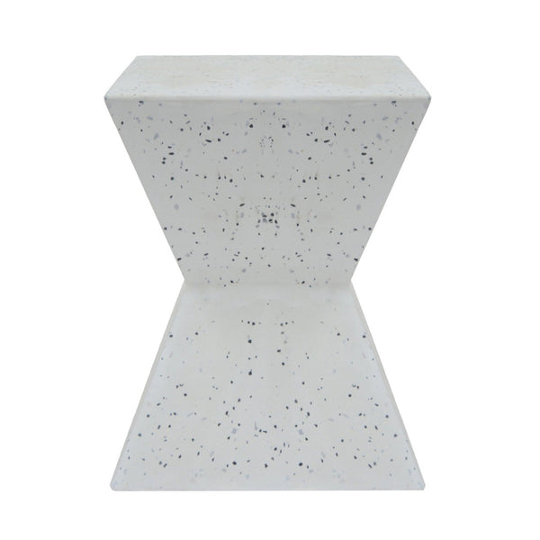English Elm 14.75" Concrete Outdoor Side Table Hourglass Terrazzo Artisan Sculpted Patio Accent N767P192084W