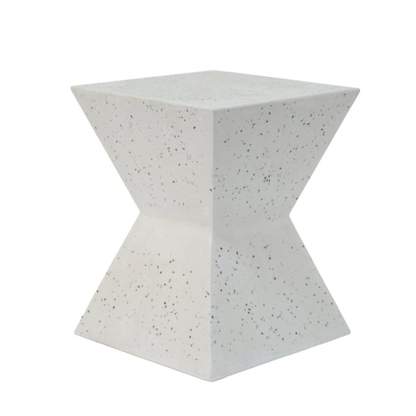 English Elm 14.75" Concrete Outdoor Side Table Hourglass Terrazzo Artisan Sculpted Patio Accent N767P192084W