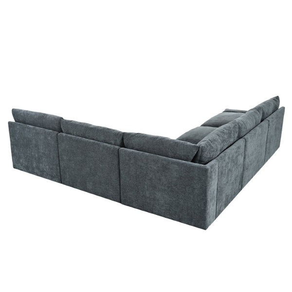 English Elm Not Sold Separately Modular Sectional Sofa with Hidden Storage and Overstuffed Cushions Dark Gray 115.5 L x 115.5 W x 32 H N767P234457R