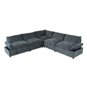 English Elm Not Sold Separately Modular Sectional Sofa with Hidden Storage and Overstuffed Cushions Dark Gray 115.5 L x 115.5 W x 32 H N767P234457R