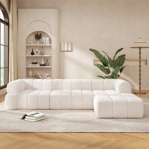 English Elm 122 Inch Modern L-Shaped Sectional with Chaise High-Density Foam Low-Profile Living Room Sofa N767P277694A